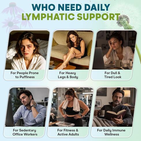 Lymphatic Drainage Supplements – Lymph System Support with Cleavers, Bromelain, Red Root, Dandelion & Echinacea for Fluid Balance, Puffy Mornings & Daily Lymphatic Wellness, 60 Capsules in Kuwait