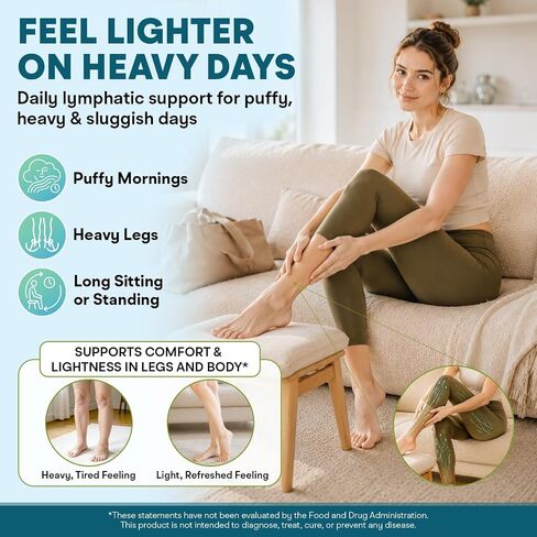 Lymphatic Drainage Supplements – Lymph System Support with Cleavers, Bromelain, Red Root, Dandelion & Echinacea for Fluid Balance, Puffy Mornings & Daily Lymphatic Wellness, 60 Capsules in Kuwait