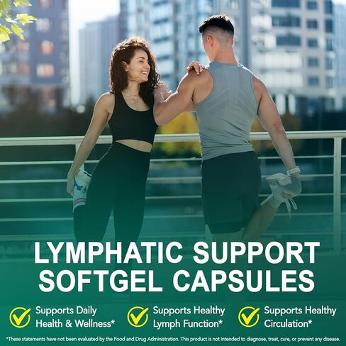 Lymphatic Drainage Supplement – 4,275 mg 21-in-1 Botanical Complex, Echinacea, Burdock Root, Red Clover, Elderberry & Dandelion, Supports Natural Detox & Healthy Circulation, 240 Softgels in Kuwait