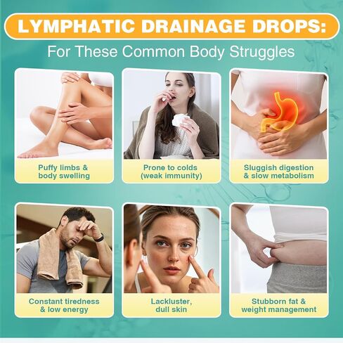 Lymphatic Drainage Drops, 23 In 1 Liver Cleanse Detox & Repair Liquid Lymphatic Drainage Supplements with Echinacea, Artichoke, Burdock Root, Elderberry, Natural Lymph Support for Lungs Health 2 Fl Oz in Saudi Arabia
