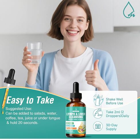Lymphatic Drainage Drops, 23 In 1 Liver Cleanse Detox & Repair Liquid Lymphatic Drainage Supplements with Echinacea, Artichoke, Burdock Root, Elderberry, Natural Lymph Support for Lungs Health 2 Fl Oz in Saudi Arabia