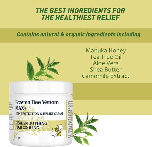 High Strength Bee Venom Cream, Dyshidrotic Eczema Ointment, Heat Rash, Itching, Eczema, Psoriasis, Leg, Stomach, Foot, Hand, Irritated Skin, All Age Care in Saudi Arabia