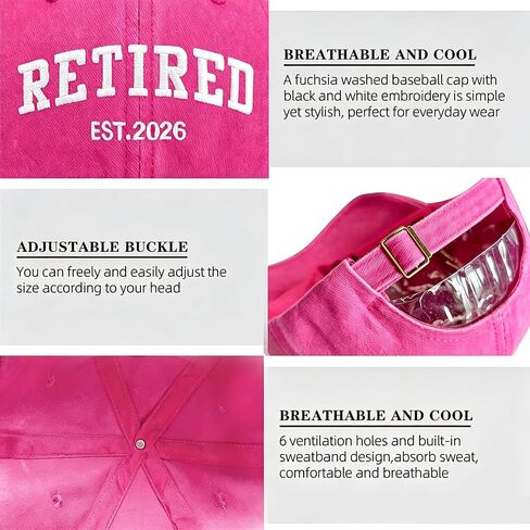 Retirement Gifts for Women 2026 – Funny Retired Hat, Adjustable Cotton Baseball Cap for Daily Travel Golf in Kuwait