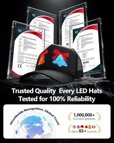 قبعة LED ذكية مع شاشة بلوتوث قابلة للبرمجة، قبعات بيسبول مضيئة مخصصة للبالغين in Kuwait