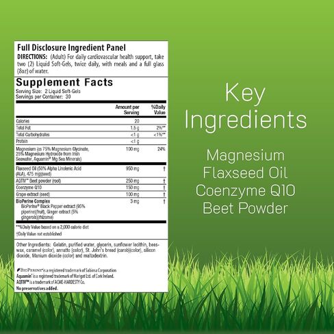 Irwin Naturals Magnesium + Beets & CoQ10, Heart and Energy Support with Beet Root, Grapeseed, and Omega-3 Flaxseed Oil, 60 Liquid Softgels in Kuwait