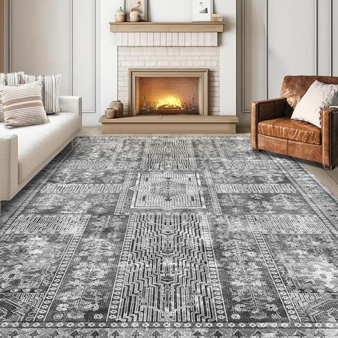سجادة YARNSCAPE Vintage مقاس 6 × 9 بوصة قابلة للغسل - سجادة داخلية أنيقة للمعيشة أو الطعام أو غرفة النوم - سجادة خفيفة الوزن مع ظهر غير قابل للانزلاق - قابلة للطي لسهولة الوضع والصيانة - رمادي in Kuwait