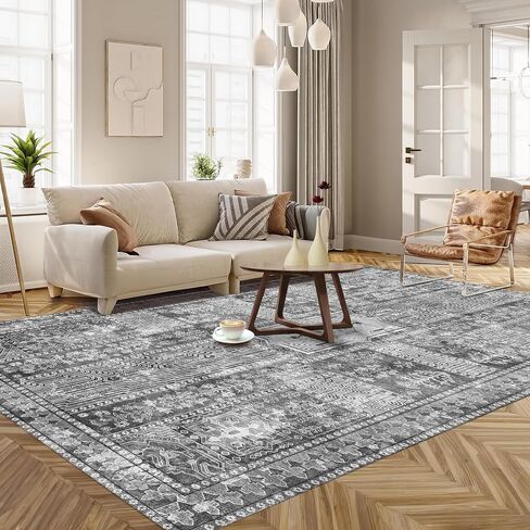 سجادة YARNSCAPE Vintage مقاس 6 × 9 بوصة قابلة للغسل - سجادة داخلية أنيقة للمعيشة أو الطعام أو غرفة النوم - سجادة خفيفة الوزن مع ظهر غير قابل للانزلاق - قابلة للطي لسهولة الوضع والصيانة - رمادي in Kuwait