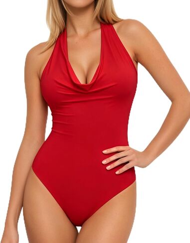 MANGOPOP Women's Halter Cowl Neck Backless Bodysuit Sexy Sleeveless Double Lined Open Back Body Suits Going Out Tops 2026 in Kuwait