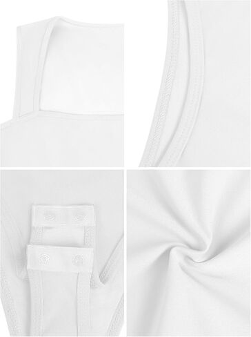 Laughido Women's Summer Square Neck Sleeveless Tummy Control Basic Bodysuit Tank Tops 2026 Trendy Bodysuits for Women in Saudi Arabia
