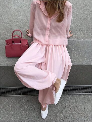 Verdusa Women's Harem Pants Wide Leg Baggy Pants Casual Oversized Loose Fit Balloon Pants in Kuwait