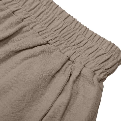 Linen Capri Pants For Women Cropped Barrel Drawstring Wide Leg Cotton Capris 2026 Casual Summer Boho Baggy Trouser in Kuwait
