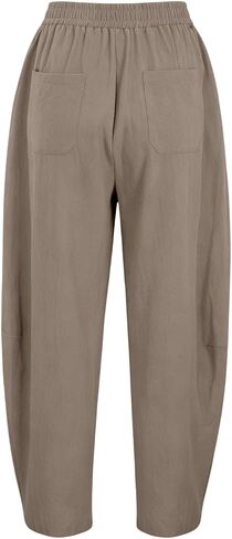 Linen Capri Pants For Women Cropped Barrel Drawstring Wide Leg Cotton Capris 2026 Casual Summer Boho Baggy Trouser in Kuwait