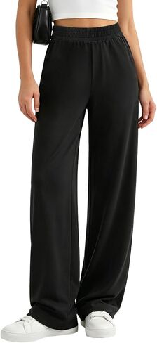 Women's Wide Leg Pants Summer, High Elastic Waist Casual Lounge Pants Modal Soft Comfy with Pockets Home & Out in Saudi Arabia