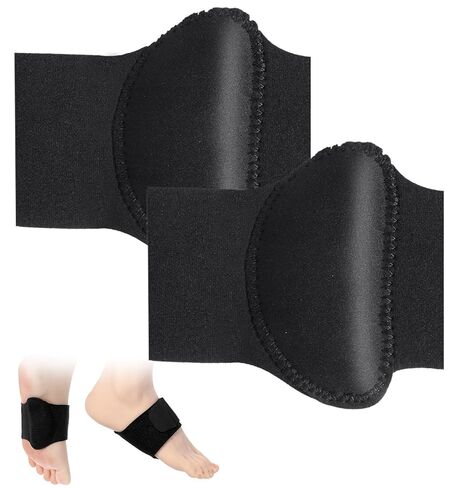 2 Pcs Plantar Fasciitis Relief, Adjustable Arch Support Neoprene Flat Foot Corrector Fallen Arch Supports Pads for Plantar Fasciitis, Gel Pads Bands Wear Over or Under Socks, Black 1 Pair in Kuwait