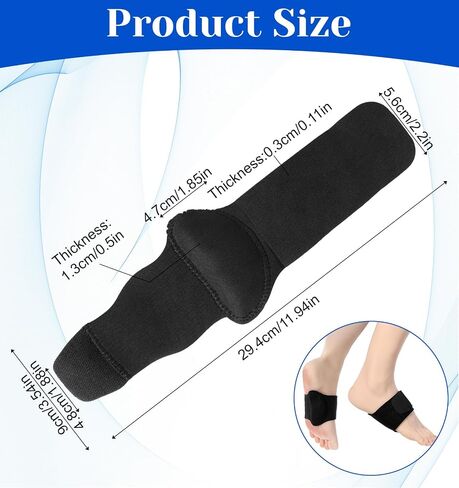 2 Pcs Plantar Fasciitis Relief, Adjustable Arch Support Neoprene Flat Foot Corrector Fallen Arch Supports Pads for Plantar Fasciitis, Gel Pads Bands Wear Over or Under Socks, Black 1 Pair in Kuwait