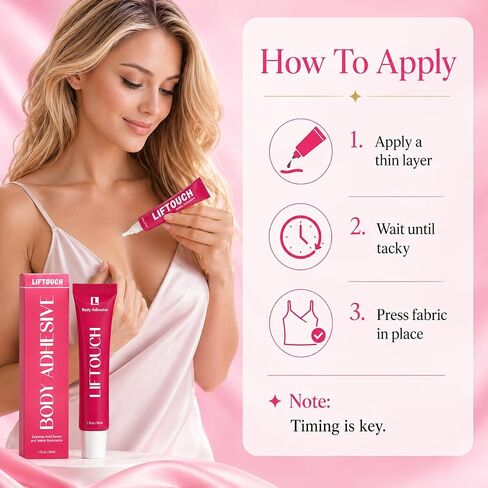 Body Adhesive Glue for Clothes 30ml, Sweat Proof, Water Wash Off Skin Adhesive, Fabric-Safe Liquid Fashion Glue for Low-cut Styles,Strapless Dresses and Work Blouses - Clothing Glue That Holds All Day in Kuwait