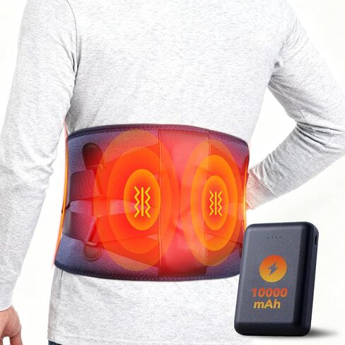 10000mAh Cordless Heating Pad for Back Pain Relief, Rechargeable Wearable Back Massager with 3 Heat, 5 Vibration & Timer, Portable Heating Pad for Daily Comfort Anywhere, Gifts for Women Men Mom Dad in Saudi Arabia