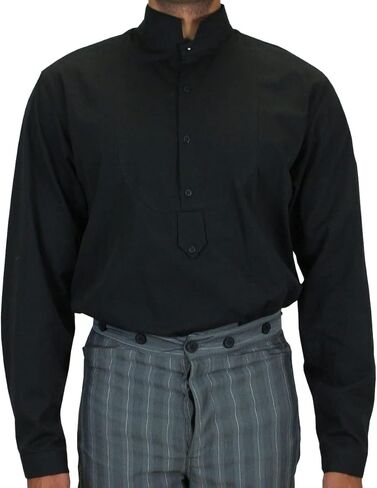 Historical Emporium Men's Stand Collar Cotton Tuxedo Dress Shirt, Victorian Edwardian Period Formal Costume Reenactment in Saudi Arabia