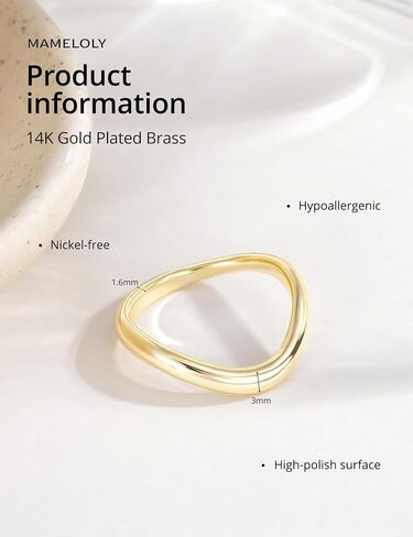 Mameloly Wavy Dome Stackable Rings for Women Dainty 14K Gold Plated Twisted Promise Rings for Her Sizes 4-10 in Kuwait