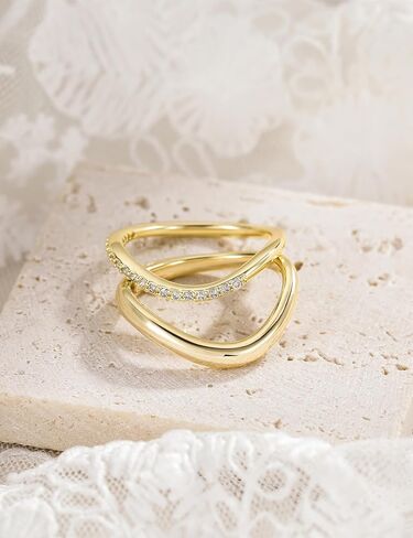 Mameloly Wavy Dome Stackable Rings for Women Dainty 14K Gold Plated Twisted Promise Rings for Her Sizes 4-10 in Kuwait