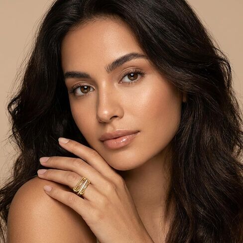 14K Gold Moissanite Spinelli Rings for Women - Interlocked Stackable Ring - Statement Multi Band Stacking Ring (0.6cttw, D Color, VVS1 Clarity, 3EX Cut) Non Tarnish Size 5-10 in Saudi Arabia