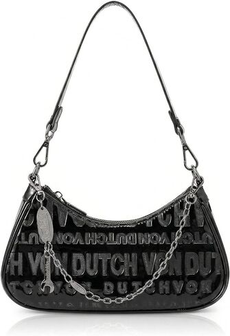 Von Dutch Small Shoulder Bag for Women, Vegan Leather Y2K Purse with Chain Strap & Zip Closure in Saudi Arabia