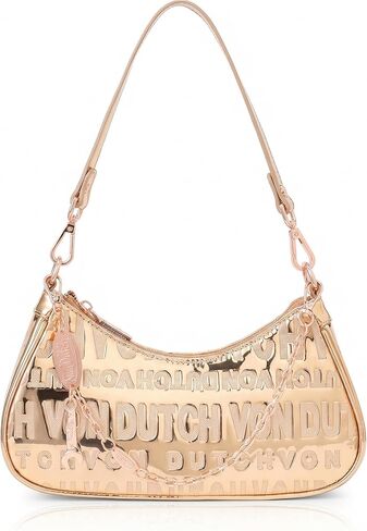 Von Dutch Small Shoulder Bag for Women, Vegan Leather Y2K Purse with Chain Strap & Zip Closure in Kuwait