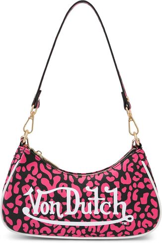Von Dutch Small Shoulder Bag for Women, Vegan Leather Y2K Purse with Chain Strap & Zip Closure in Kuwait