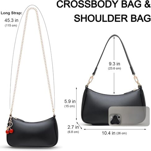 Shoulder Bag for Women Cute Hobo Cherry Crossbody Purse Retro Clutch Underarm Handbag with 2 Removable Straps in Kuwait