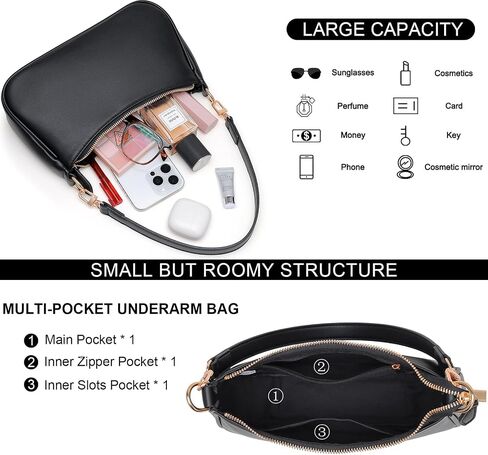 Shoulder Bag for Women Cute Hobo Cherry Crossbody Purse Retro Clutch Underarm Handbag with 2 Removable Straps in Kuwait
