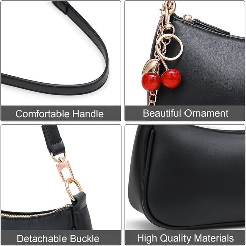 Shoulder Bag for Women Cute Hobo Cherry Crossbody Purse Retro Clutch Underarm Handbag with 2 Removable Straps in Kuwait