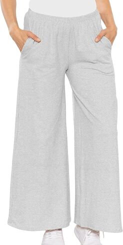 STRETCH IS COMFORT بنطال قطني واسع الساق للنساء وبمقاس كبير مع جيوب | طول الكاحل الناعم | S-5XL in Kuwait