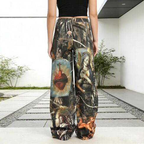Womens Y2k Goddess Print Pants Wide Leg | Loose Fit, Hip Hop Vintage, Baggy Trousers in Saudi Arabia