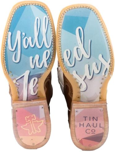 Tin Haul Women's Women's Made in Heaven Western Boot Broad Square Toe - 14-021-0077-1415 TA 7 1/2 M US Tan in Kuwait