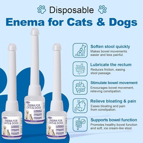Disposable Enema for Cats & Dogs – Quickly Softens Stool, Stimulates & Eases Painful Bowel Movements | Pet Enema Syringe 6mL (3 Pack) in Saudi Arabia