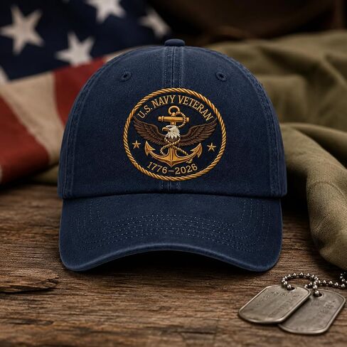 Embroidered Cap for Men, Patriotic Veteran Dad Hat, Embroidered Washed Cap, Adjustable for Dad in Saudi Arabia