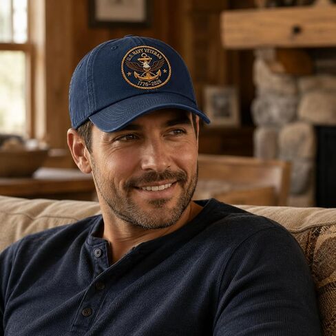 Embroidered Cap for Men, Patriotic Veteran Dad Hat, Embroidered Washed Cap, Adjustable for Dad in Saudi Arabia