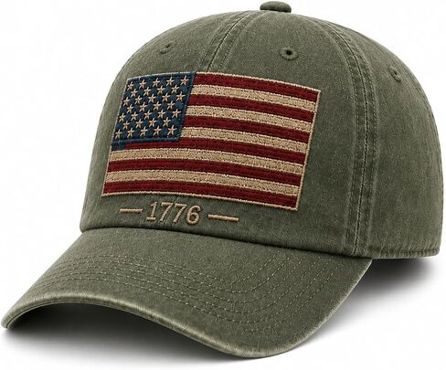 Embroidered Cap for Men, Patriotic Veteran Dad Hat, Embroidered Washed Cap, Adjustable for Dad in Saudi Arabia