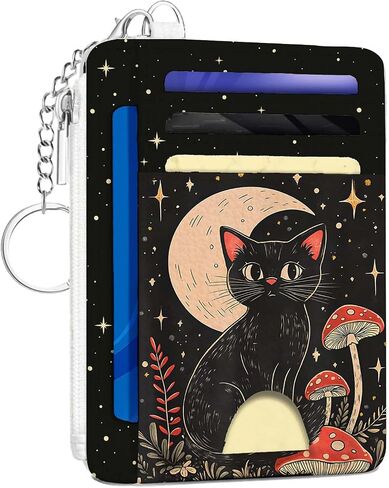 Corgi Pattern Card Holder Small Wallet for Women, Blue Chinoiserie Dog Slim Blocking Woman Keychain Wallet Coin Pocket, Front Pocket Thin Travel Card Case with ID Window, Corgi Theme Gifts in Saudi Arabia