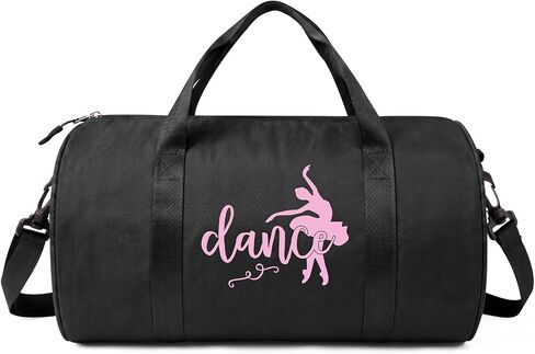 Dance Bag for Girls, 10L Lightweight Waterproof Duffle Ballet Bag with Shoulder Strap, Small Gymnastics Overnight Tote Bag for Ballet, Gym, Cheer, Travel - Black in Saudi Arabia