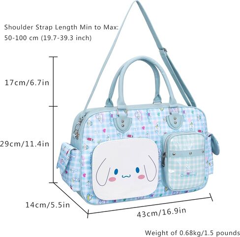 Roffatide Anime Cinnamoroll 17.5L حقيبة سفر نسائية من القماش الخشن لطيف الكرتون الرياضة حقيبة الصالة الرياضية عطلة نهاية الأسبوع حمل حقيبة كتف مقاومة للماء تجريب حقيبة اليوغا بين عشية وضحاها حقيبة زرقاء in Kuwait