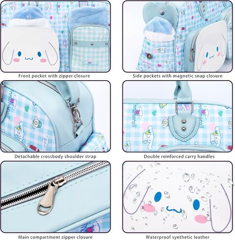 Roffatide Anime Cinnamoroll 17.5L حقيبة سفر نسائية من القماش الخشن لطيف الكرتون الرياضة حقيبة الصالة الرياضية عطلة نهاية الأسبوع حمل حقيبة كتف مقاومة للماء تجريب حقيبة اليوغا بين عشية وضحاها حقيبة زرقاء in Kuwait