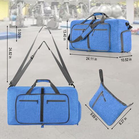 Waterproof Gym Travel Duffel Lightweight Bag for Beach Swim Bag Men Women Oxford Cloth Sports Bag - Blue in Kuwait