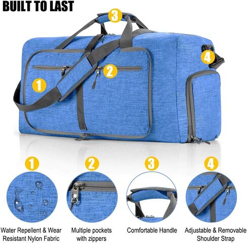 Waterproof Gym Travel Duffel Lightweight Bag for Beach Swim Bag Men Women Oxford Cloth Sports Bag - Blue in Kuwait