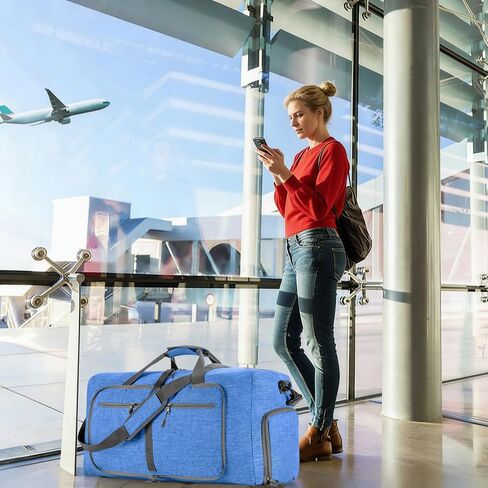 Waterproof Gym Travel Duffel Lightweight Bag for Beach Swim Bag Men Women Oxford Cloth Sports Bag - Blue in Kuwait