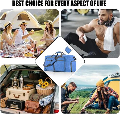 Waterproof Gym Travel Duffel Lightweight Bag for Beach Swim Bag Men Women Oxford Cloth Sports Bag - Blue in Kuwait