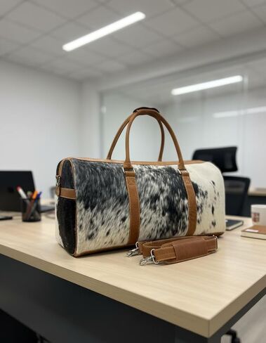 Cowhide Travel Bag leather with Shoulder Strap - extra large christmas gift bags Gym, Sports, Overnight, Weekend Carryall, Men & Women styles and occasions such as rustic luxury in Kuwait