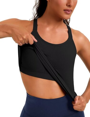 UBCUTE Racerback Workout Tank Tops for Women with Built-in Bra, Longline Ribbed Yoga Gym Shirts with Adjustable Straps in Saudi Arabia