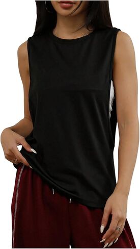 SweatyRocks Sports Athletic Workout Tank Top for Women Sleeveless Crew Neck Running Gym Shirts in Kuwait