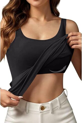 Tank Tops with Built in Bras Womens Casual Summer Basic Cotton Padded Sports Comfy Sleeveless Yoga Camisole Undershirts in Kuwait